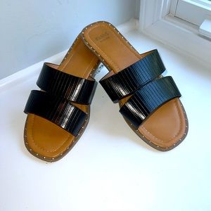 WIDE FIT Riley Embossed Sandal - black